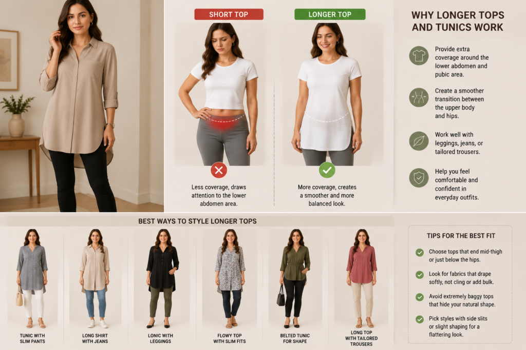 Choose Longer Tops and Tunics for Extra Coverage
