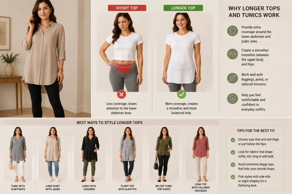 Choose Longer Tops and Tunics for Extra Coverage