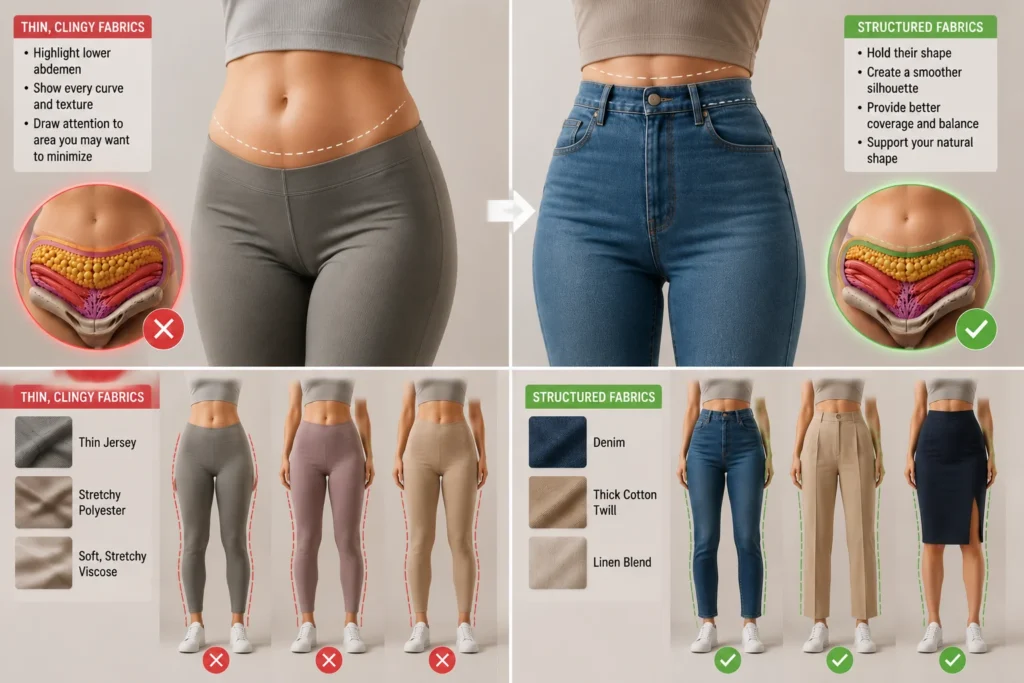 Choose Structured Fabrics Instead of Thin, Clingy Materials