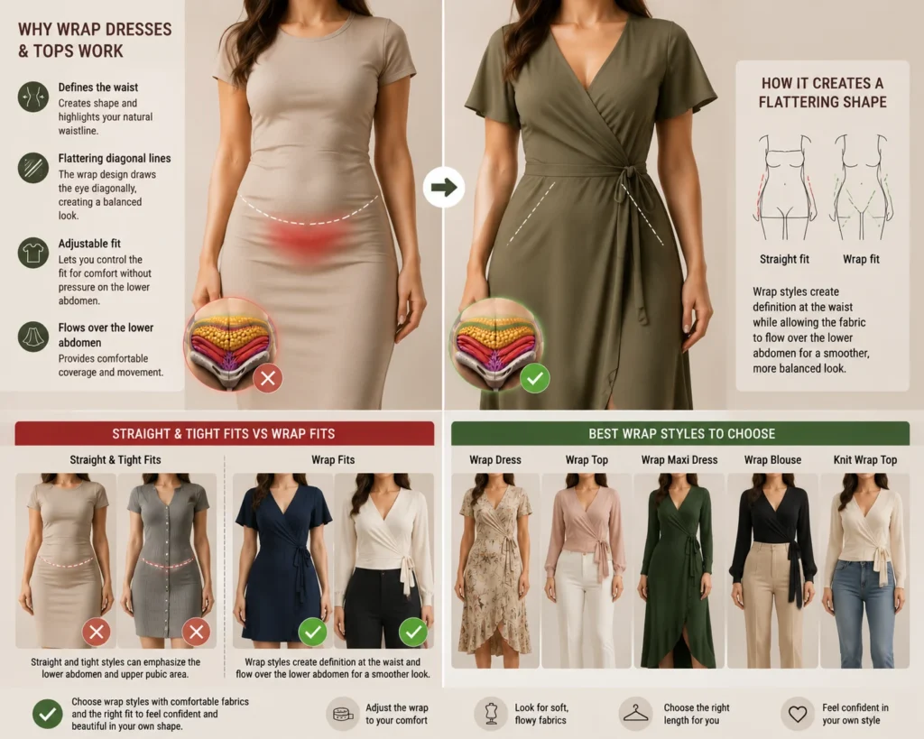 Choose Wrap Dresses and Tops for a Flattering Shape