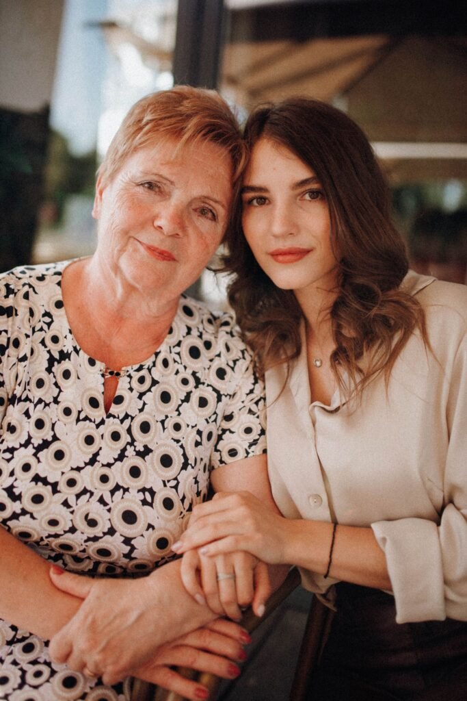 Mother and daughter embracing, illustrating how genetics influence FUPA fat distribution
