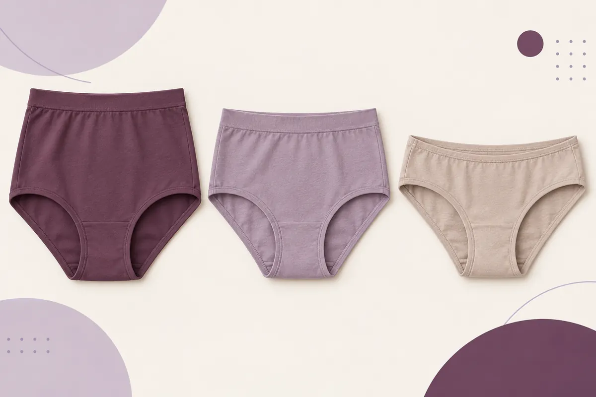 Illustration comparing extra-high, high-rise and under-belly underwear options for a FUPA